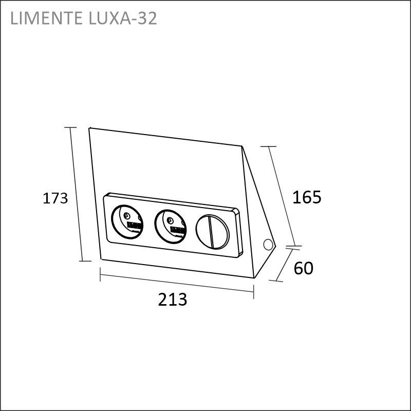 LIMENTE LUXA-32 musta pistorasia kytkimellä