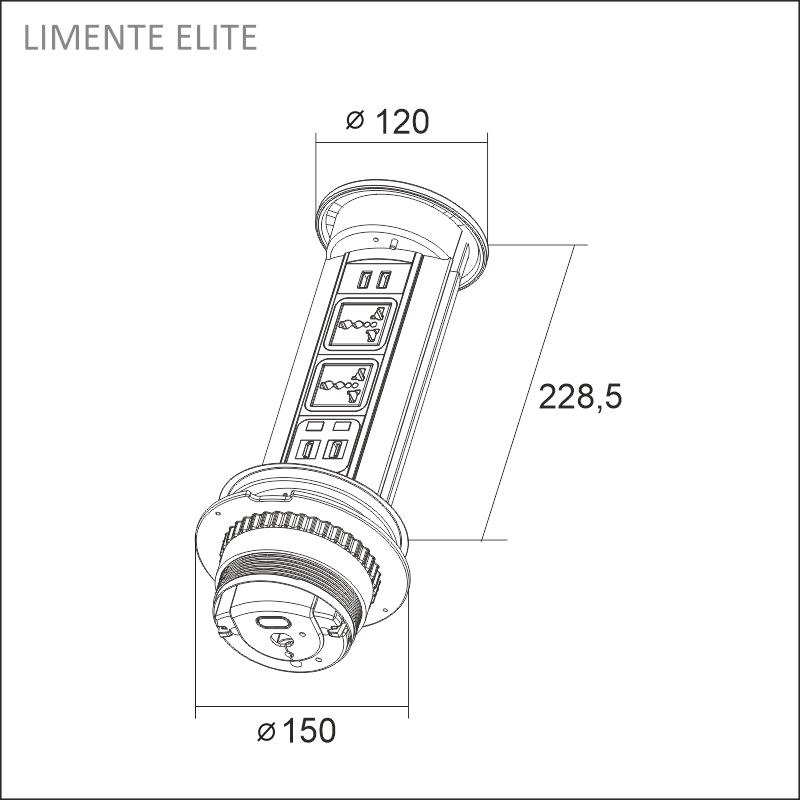Elite-USB socket chrome/chrome