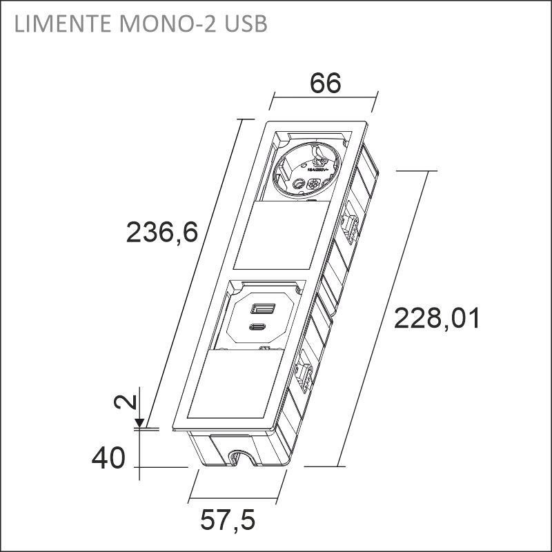 MONO-2-USB socket